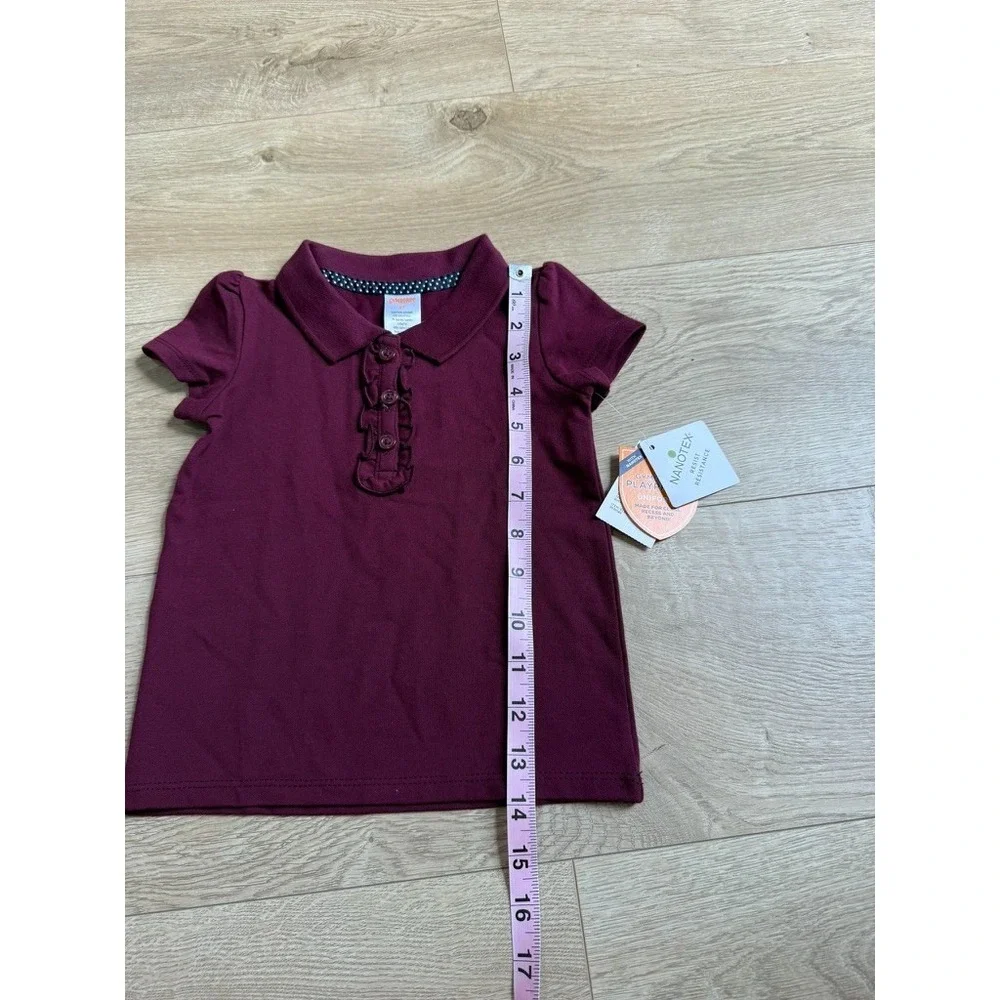 NWT Girls Kid Gymboree playproof uniforms nanotex short sleeve polo maroon sz 2T